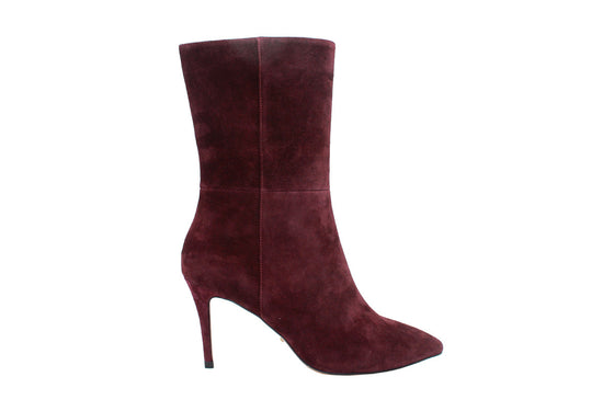 burgundy low heel boots