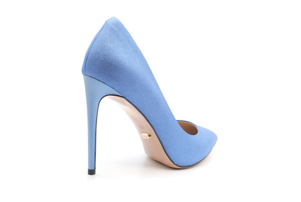 metallic blue heels