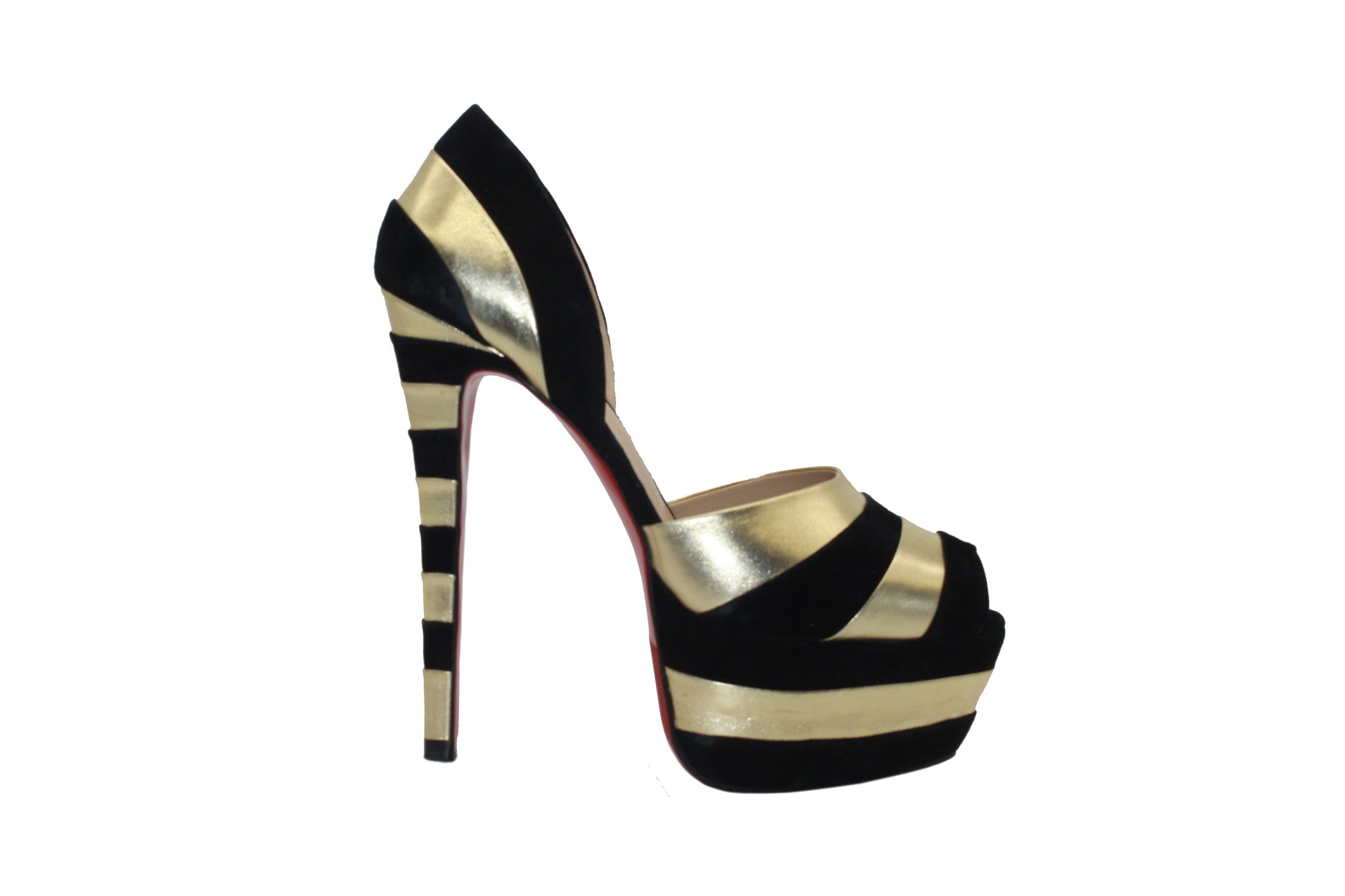 black and gold platform heels