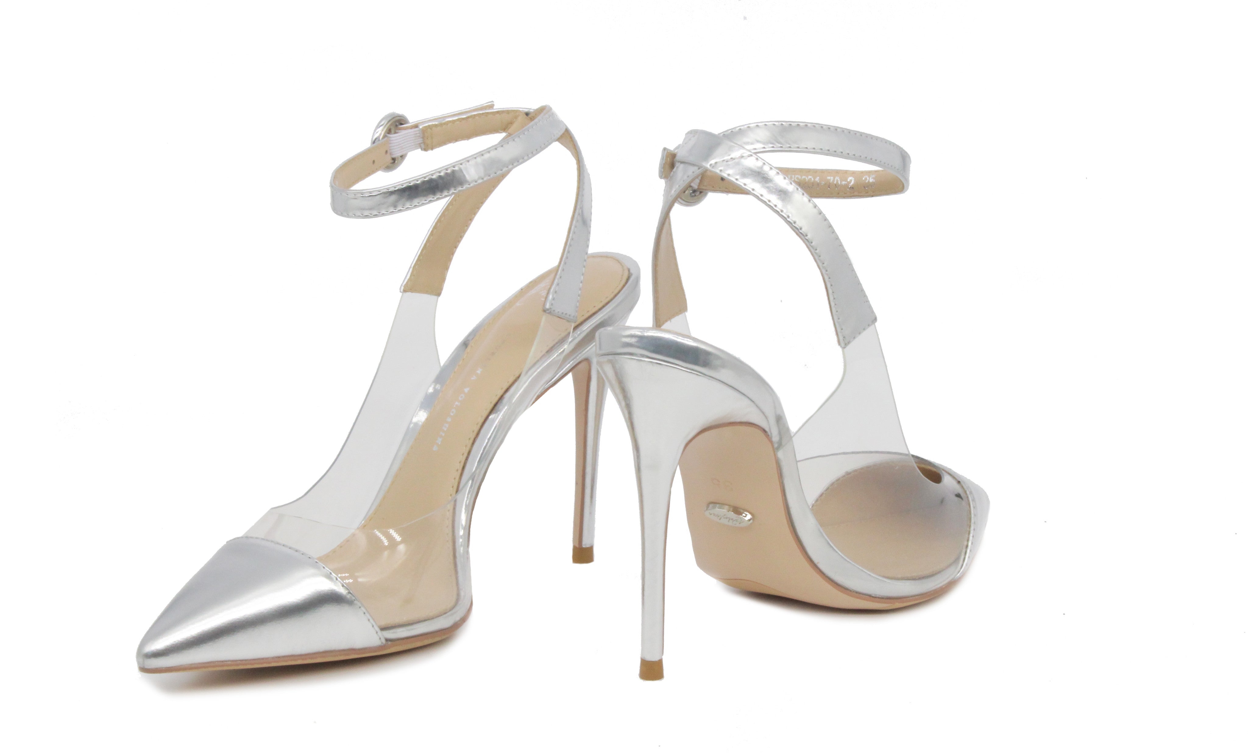 one inch silver heels