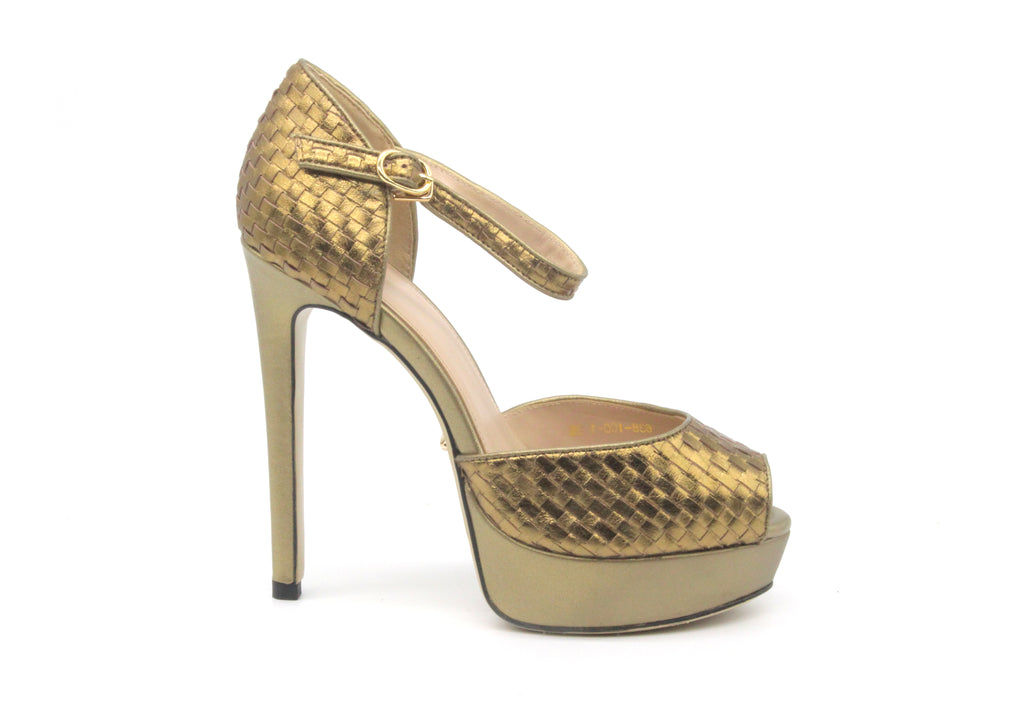 gold platform heels