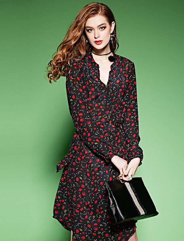 Black Floral Boutique Spring Dress - AVHEELS COLLECTION