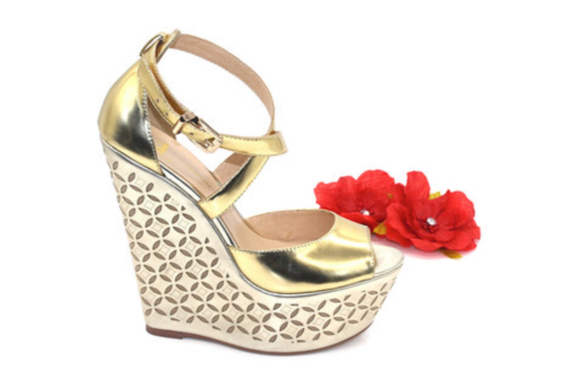 gold designer wedges