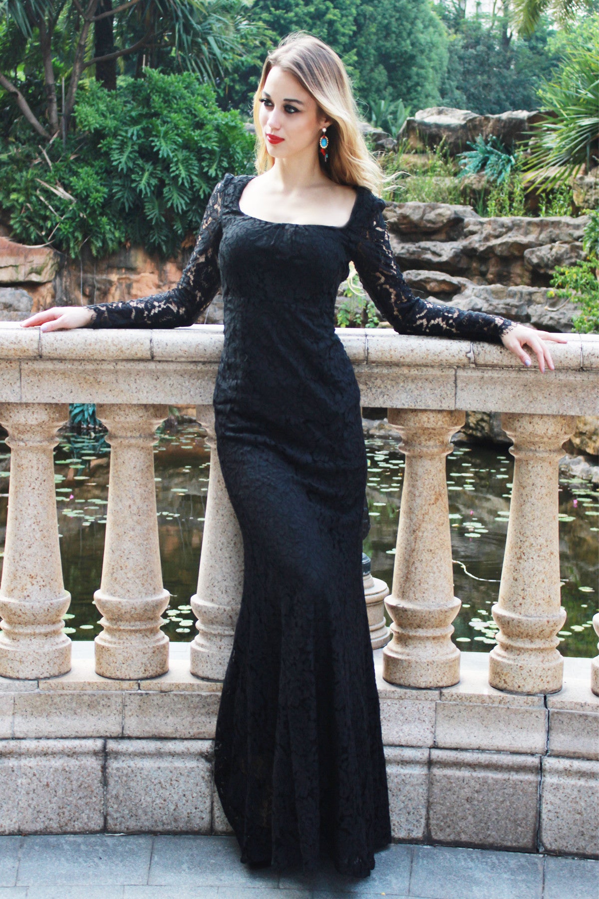 black full length evening dress