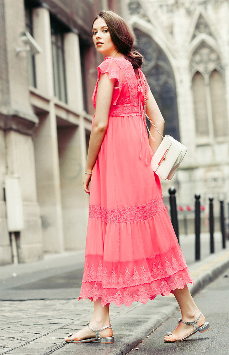 pink white dress