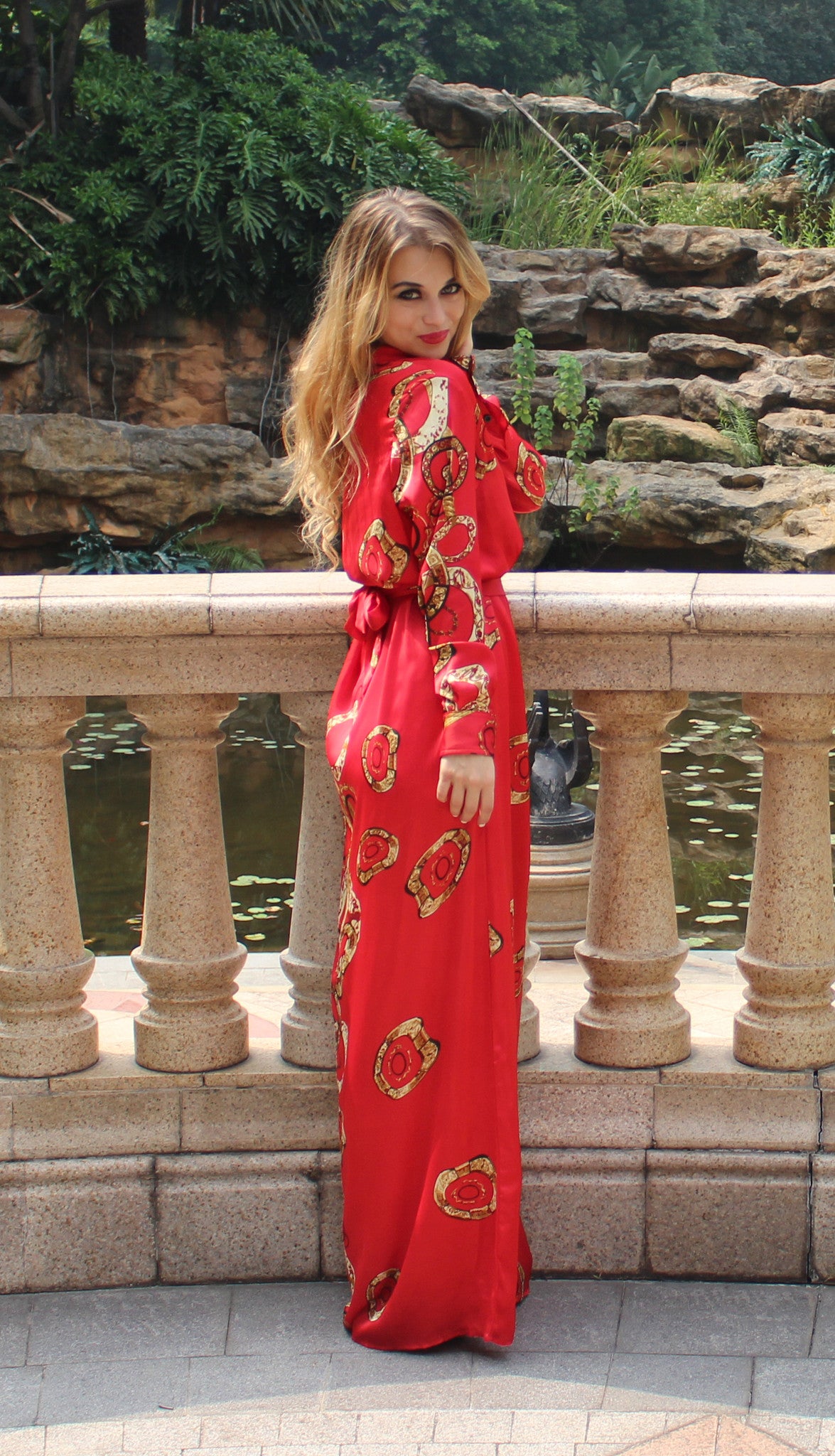 Boho Gown | Red Dress with Long Sleeves 