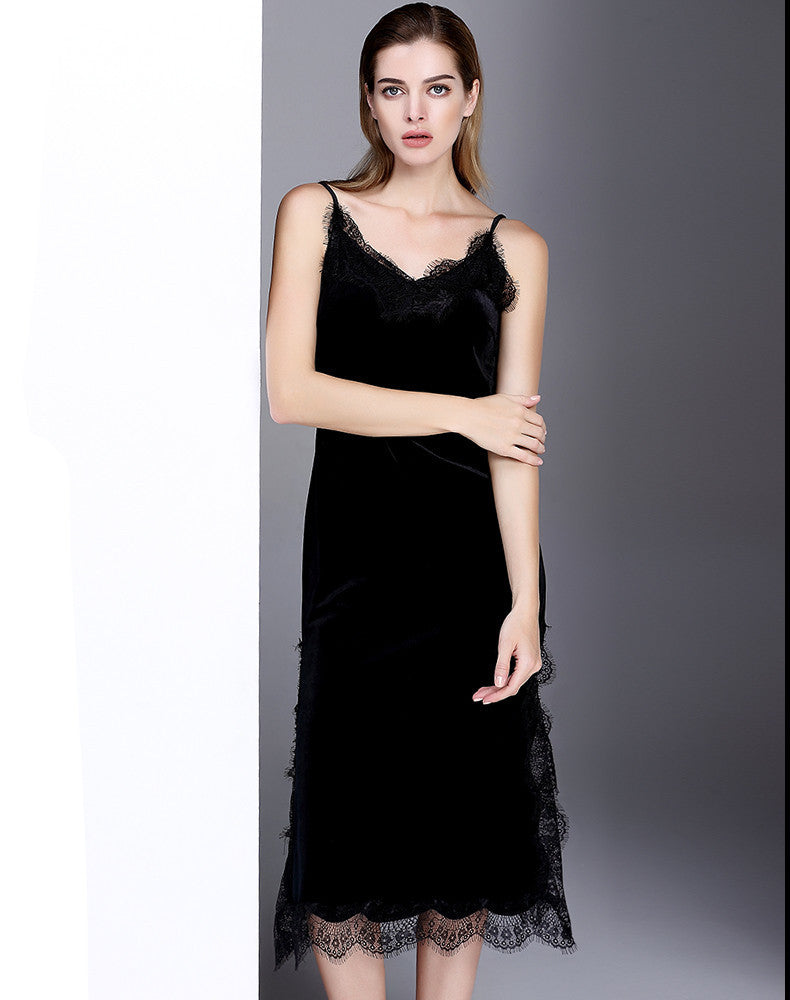 black velvet lace dress