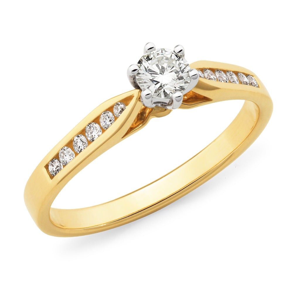 Simply Solitaire Collection Platinum Set Diamond Solitaire Engagement Ring  With Diamond Shoulders