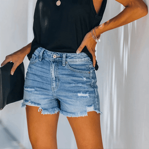 Casual Women's Ripped High Waist Denim Jeans - Clzwx