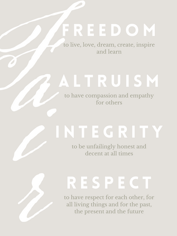 FAIR - freedom, altruism, integrity, respect