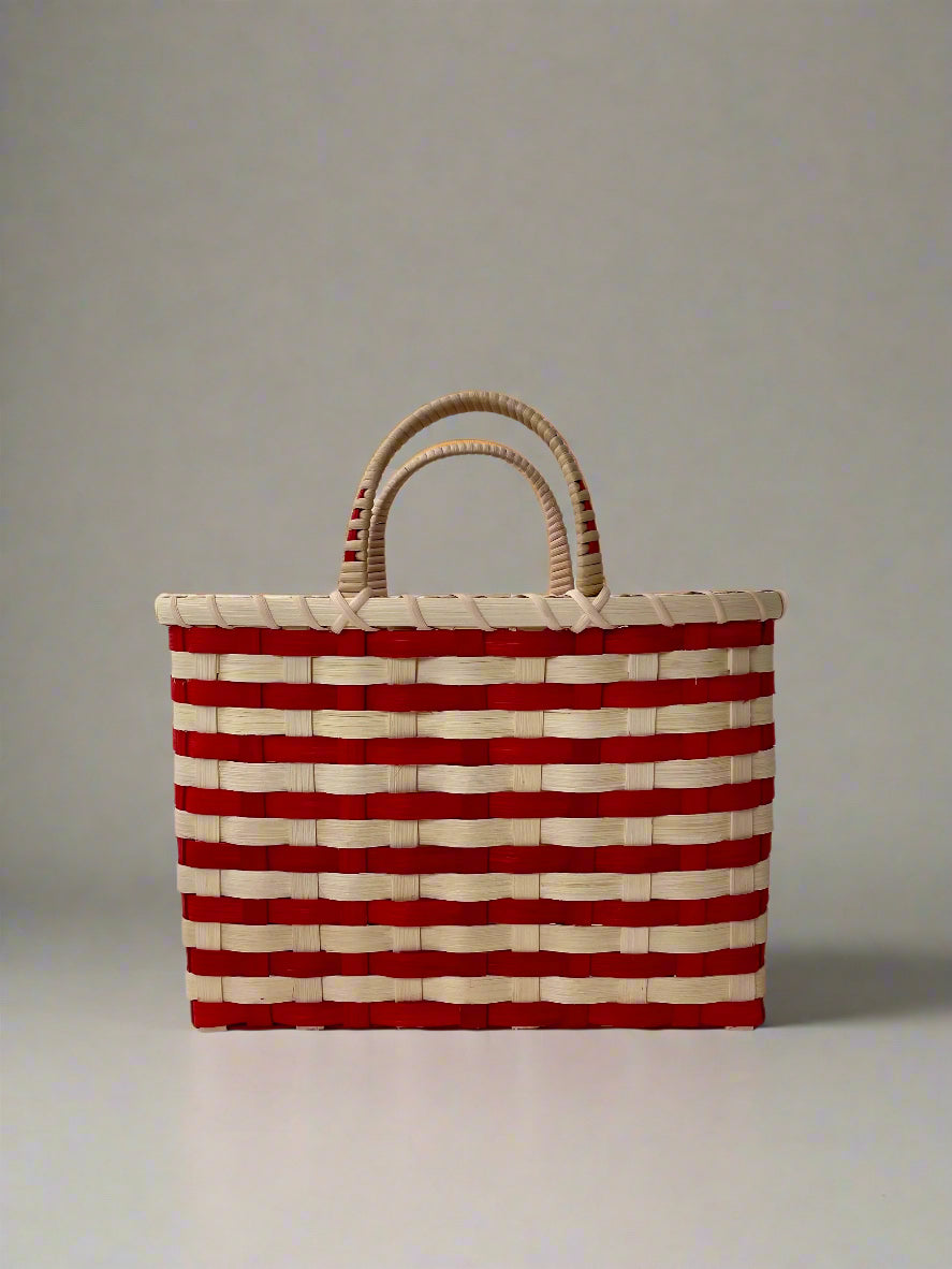 Retro-Travel Tote: Red and Natural