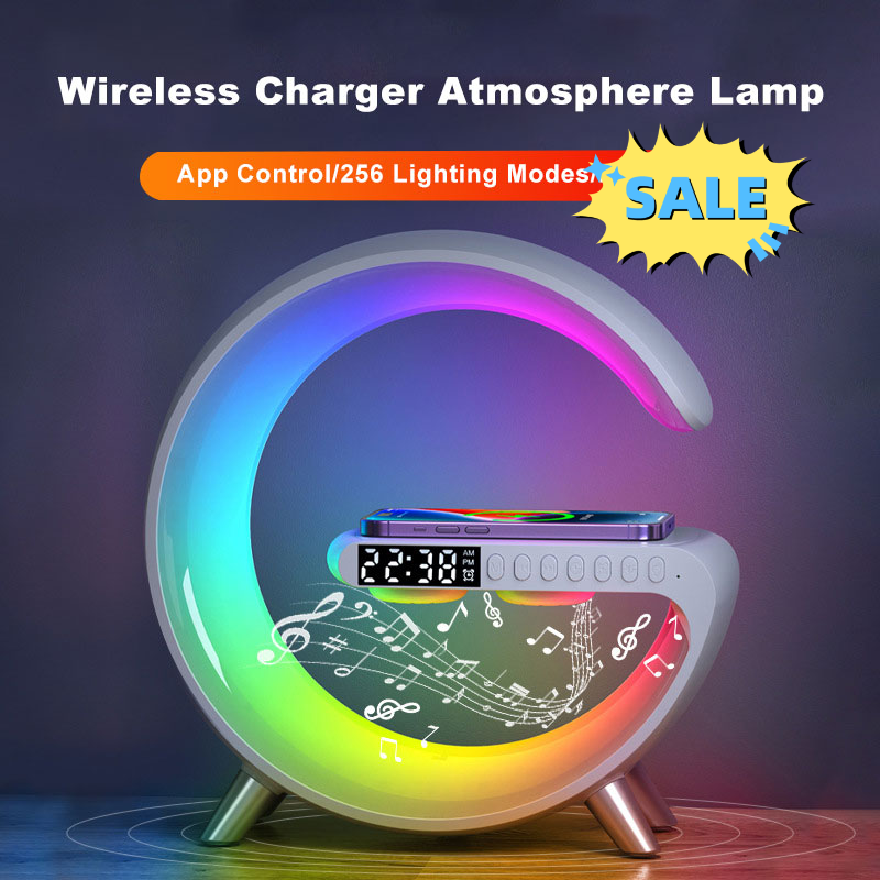2023 New Intelligent G Shaped LED Lamp Bluetooth Speaker, Wireless Charger Atmosphere Lamp App Control