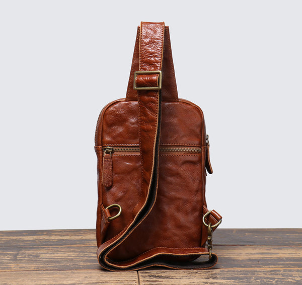 DEEPKEE original nubuck handmade full-grain genuine leather cowhide bag Winston Hand-scratch Crossbody Sling Bags No.30295