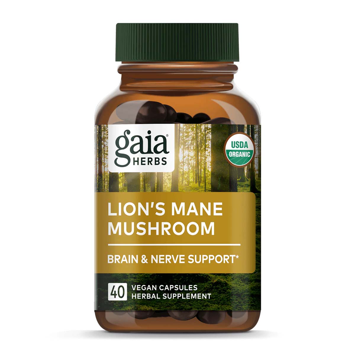 a bottle of Gaia Herbs Lion’s Mane