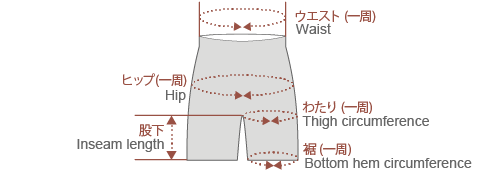 Shorts product actual size diagram