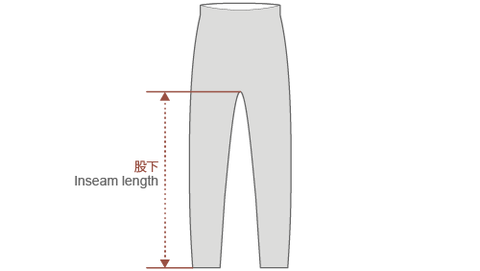 Long pants product actual size diagram