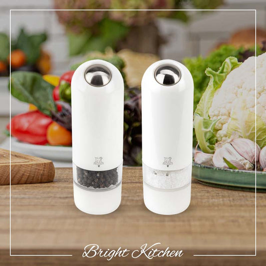 Electric salt and pepper mill set ALASKA, gift box, white, Peugeot