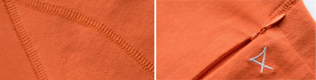 Mens premium Long Sleeve orange shirt | zip detail | Xavier Athletica