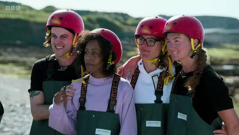Hebe with 3 other future food stars, Flo, Kier and Naomi, during challenge in wales looking for seaweed - boochacha