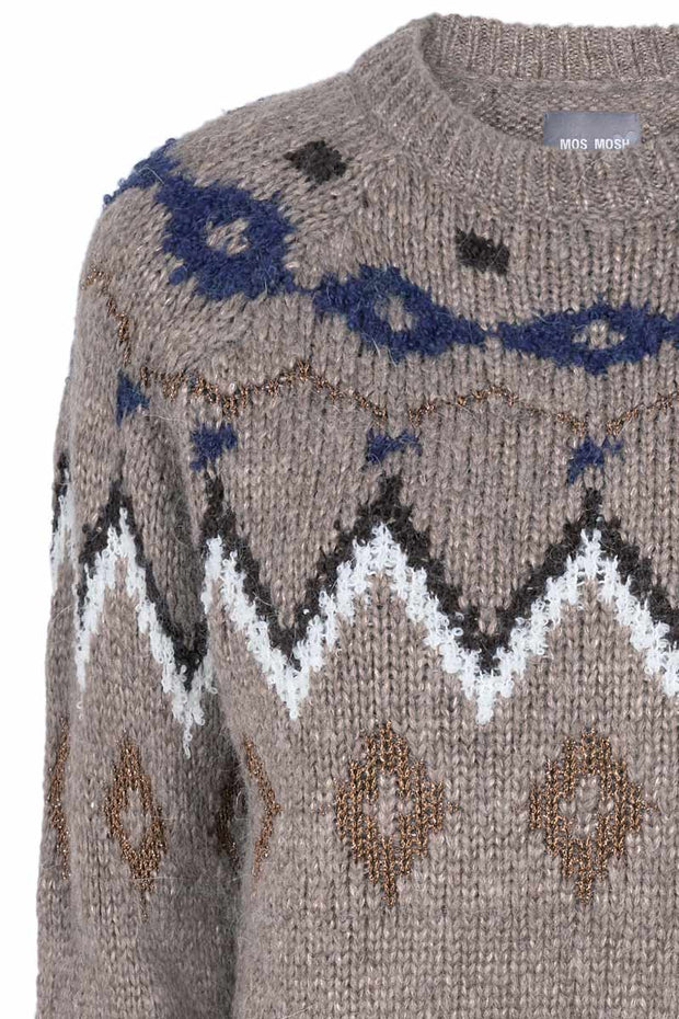 Ekstrem vokse op Delvis Mira knit | Grå | Strik trøje med print fra Mos Mosh – Lisen.dk