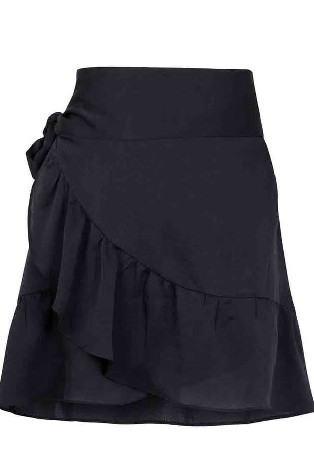 Chrissy Solid Wrap Skirt | Sort | Kort slå om nederdel fra NEO NOIR Lisen.dk