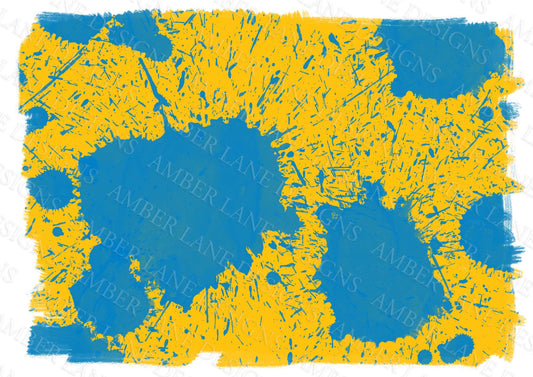 Blue and Yellow Paint Splatter Background Sublimation Png File 