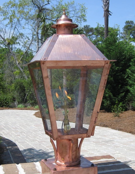 Tradd Street Yoke Mounted Hanging Copper Gas or Electric Lantern