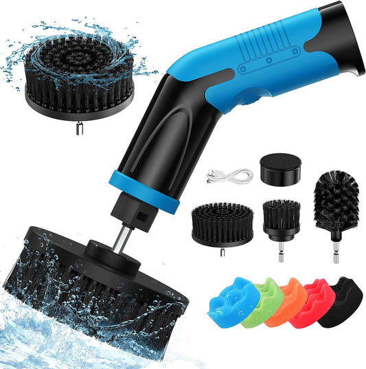 Electric Spin Scrubber, KH8W 2023 New Cordless Shower Scrubber with 4  Replacement Head, 1.5H Bathroom Scrubber Dual Speed, Shower Cleaning Brush  with Extension Arm for Bathtub Grout Tile Floor