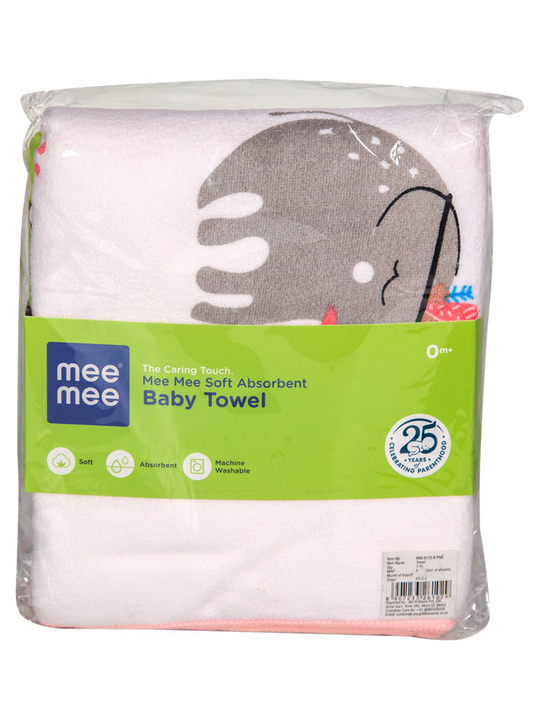 Mee Mee Soft Absorbent Bamboo Cotton Baby Towel | Reversible Baby Towel  with Quick Absorb