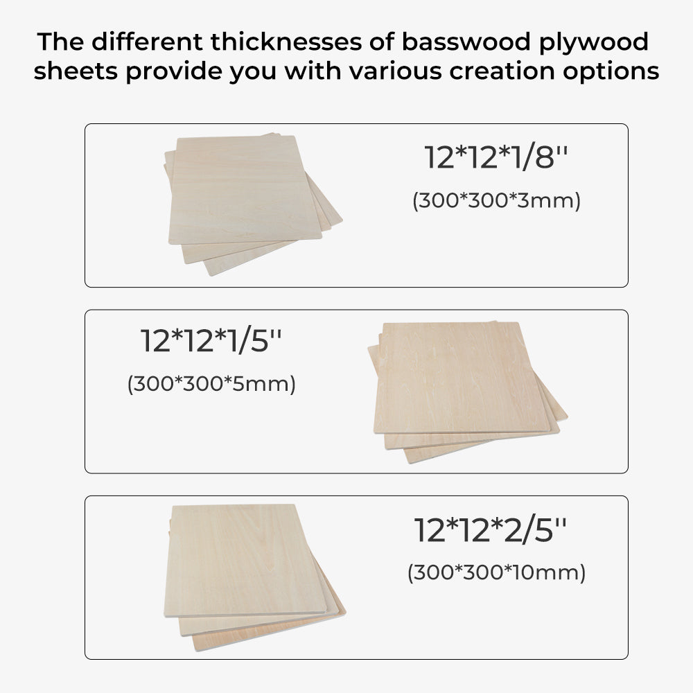 8*8*1/8'' Laser Module Basswood Plywood Sheets - CrealityFalcon