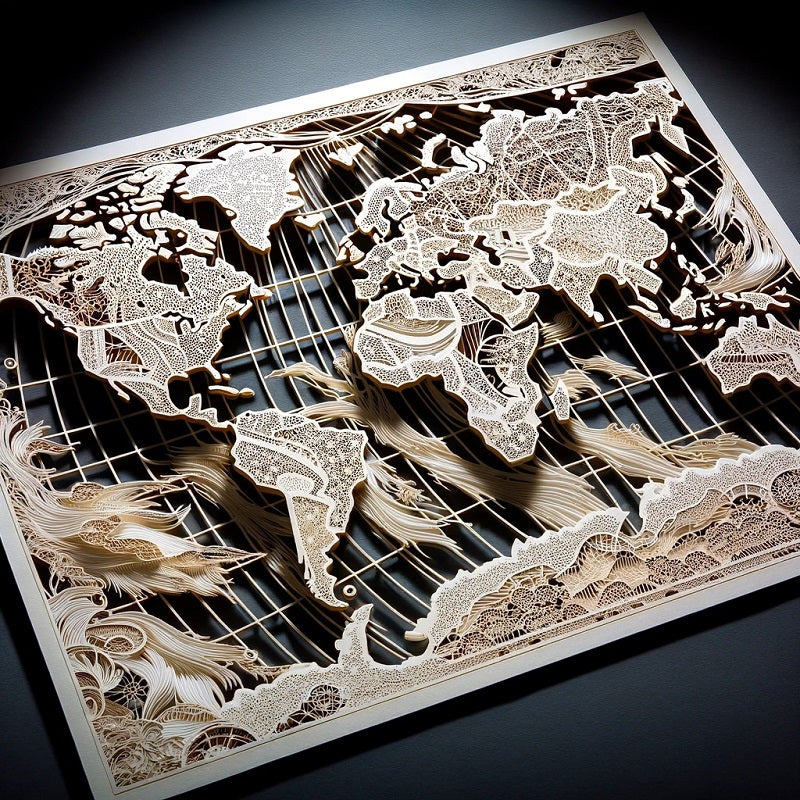 laser paper cut Customized Map Artwork