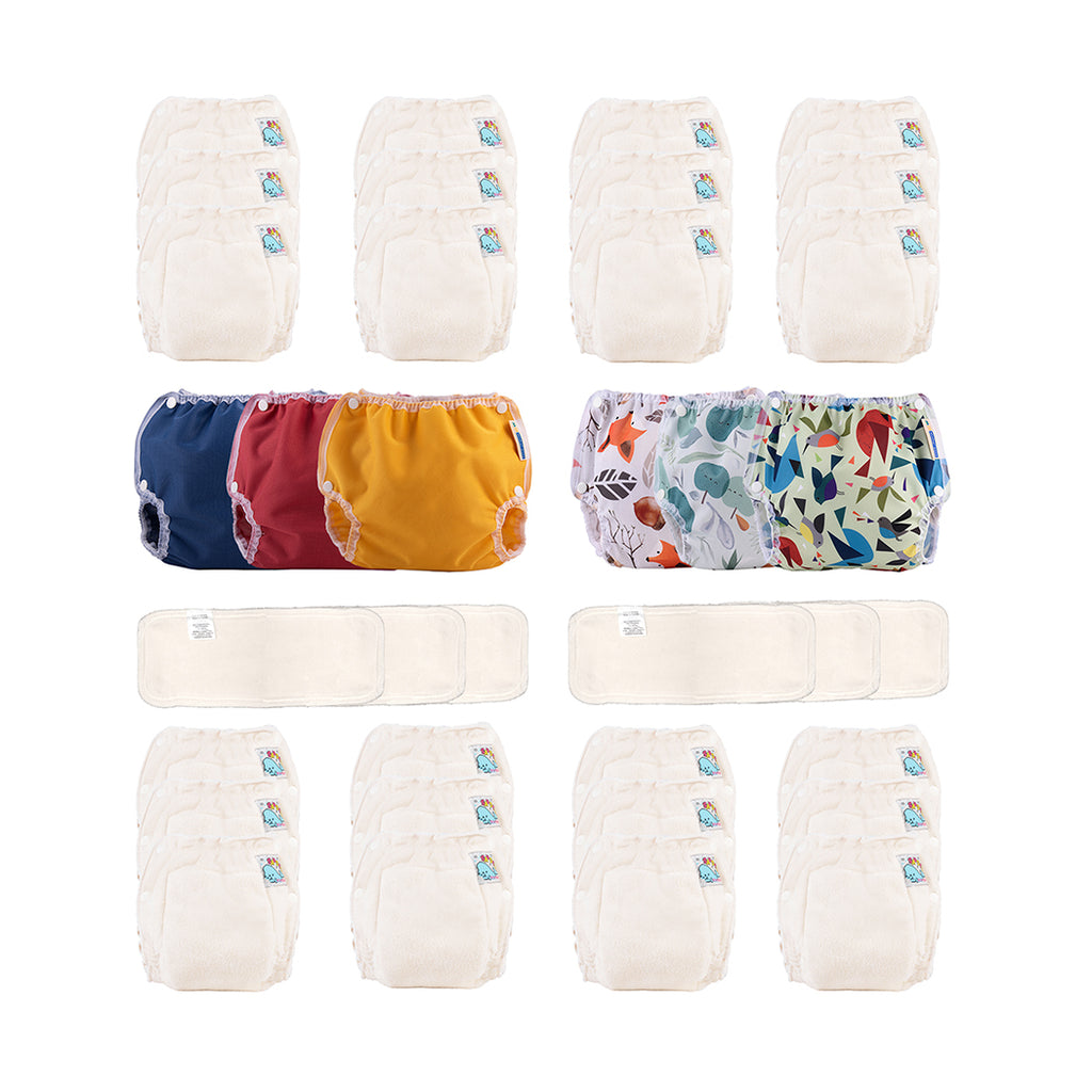 Mother-ease One Size Cotton Fitted Cloth Diaper