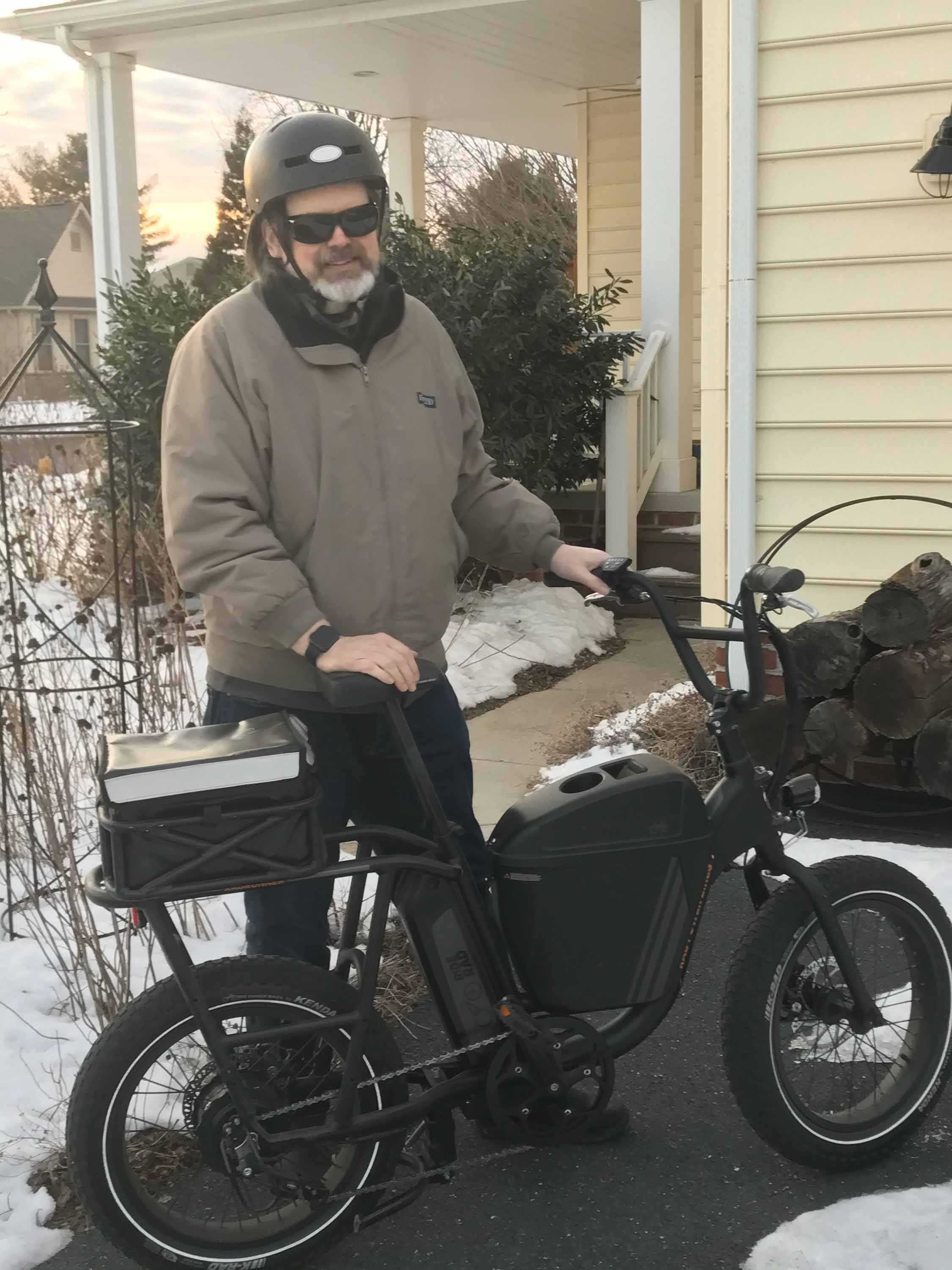 Dr. Chris Royer with his RadRunner electric utility bike.
