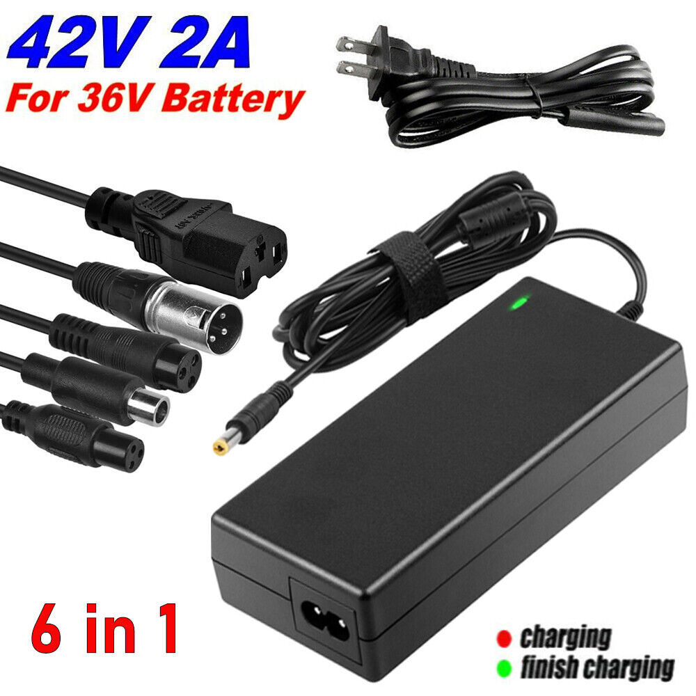 EROCK 6 in 1 Set 42V 2A Li-ion Lithium Battery Charger for Electric Bicycle E-bike 36V