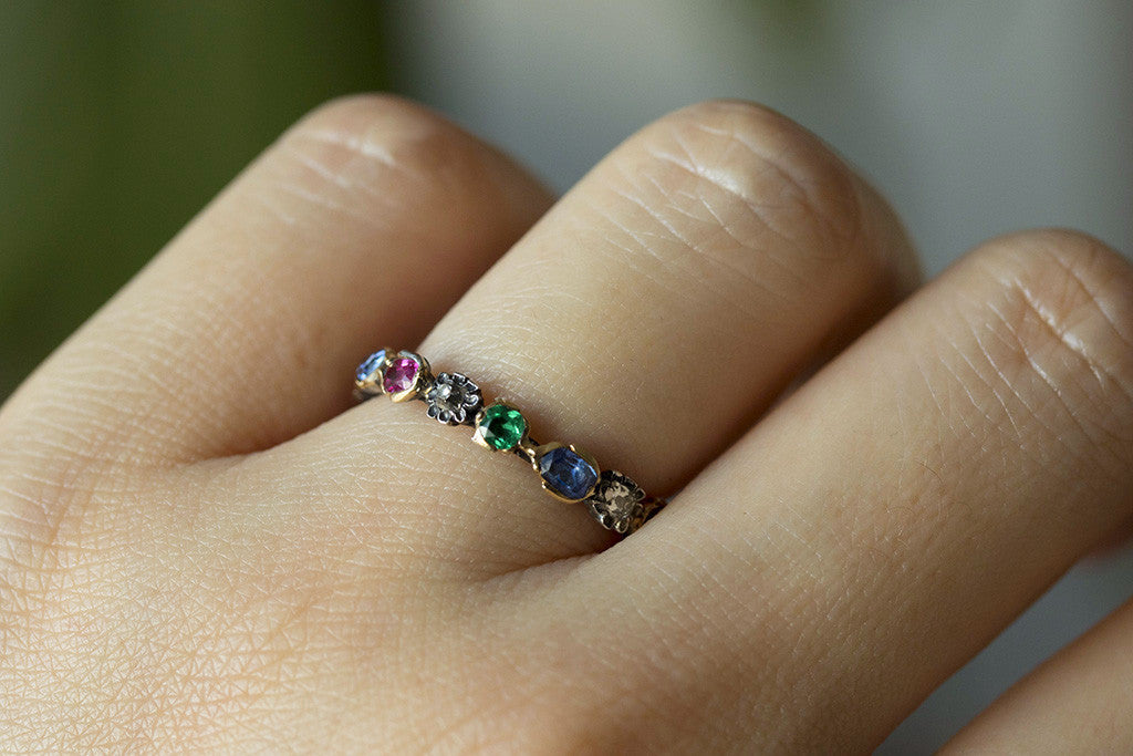 Georgian Multi-Gemstone Eternity Ring from LAELIUS Antiques