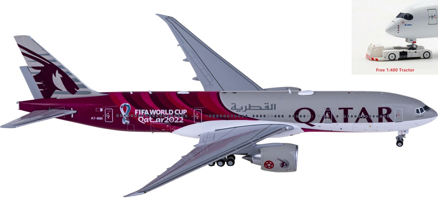 1:400 JC Wings XX40011 Qatar Airways Boeing 777-200LR A7-BBI+Free Tractor