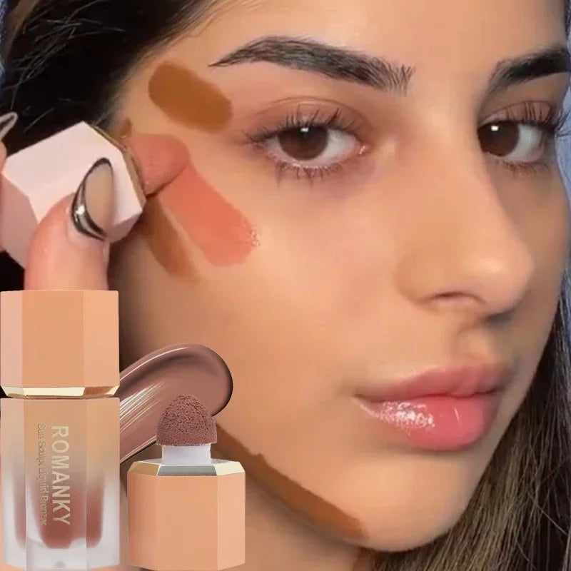 Face Liquid Contour Concealer Sponge Waterproof Full Coverage Foundation Corrector Palette Dark Skin Base Professional Cosmetics