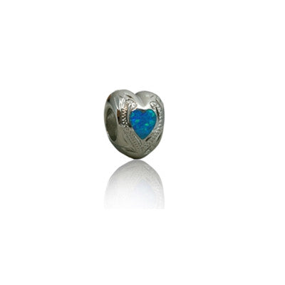 Sterling Silver Hawaiian Rhodium Heart Opal Bead - Hilo Hattie