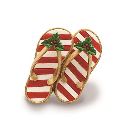 HAND PAINTED ORNAMENT FESTIVE SLIPPERS - 13642