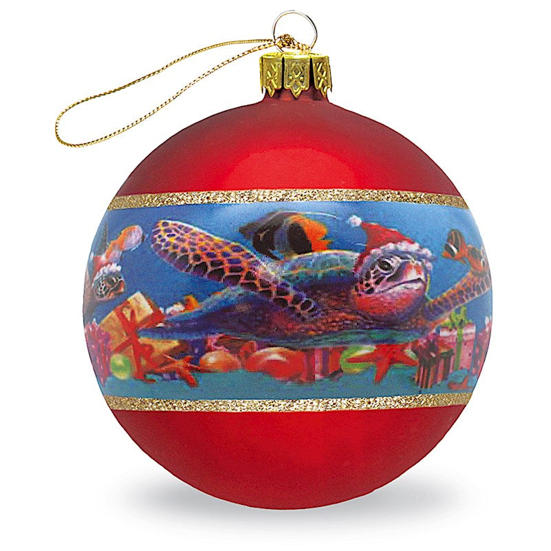 GLASS BALL ORNAMENT, HONU CHRISTMAS - 13818