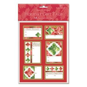 18-PACK ADHESIVE GIFT TAGS: QUILTED HOLIDAYS - 81042