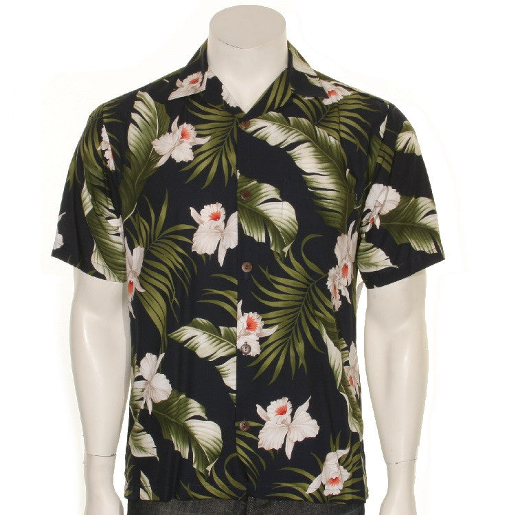 Navy Floral Aloha Shirt (10104-TS033) - Hilo Hattie