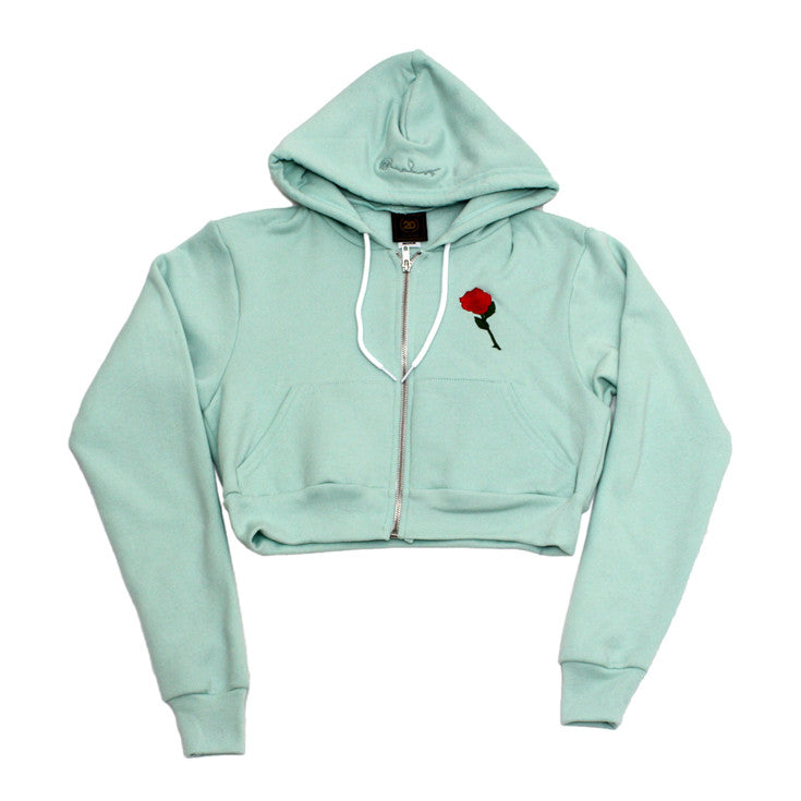 mint cropped hoodie