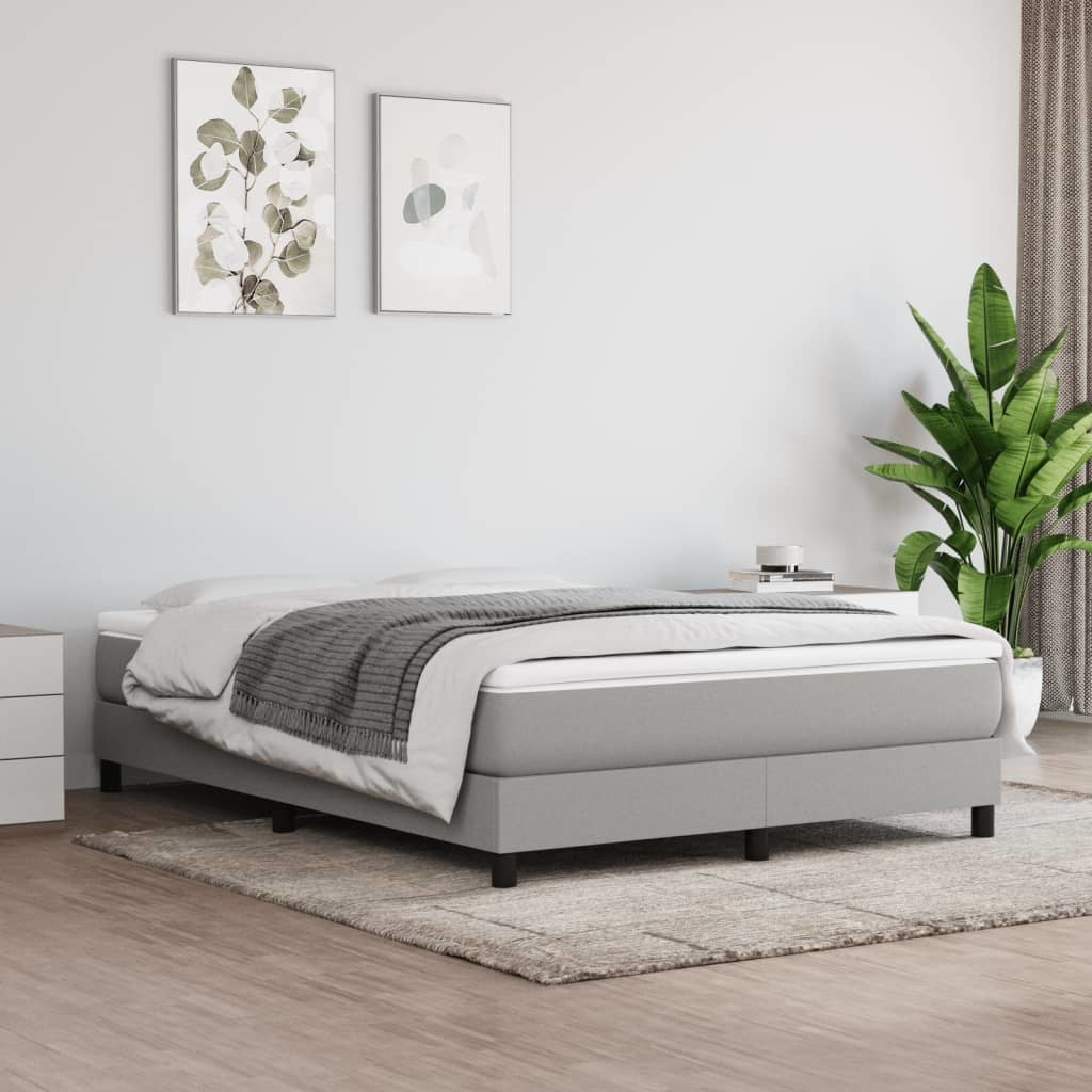 Box Spring Bed Frame Light Gray 53.9"x74.8" Full Fabric