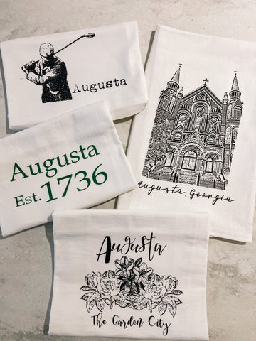 Swank's State Tea Towels are a fan favorite for the spring time in Augusta.