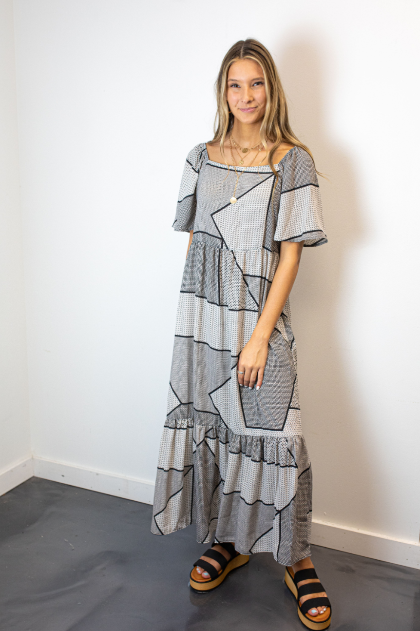 geometric maxi dress