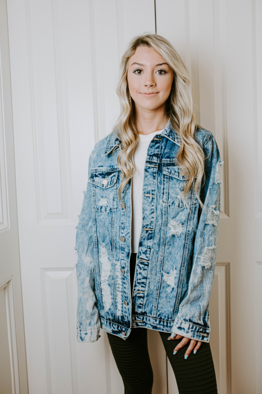 oversized distressed denim jacket