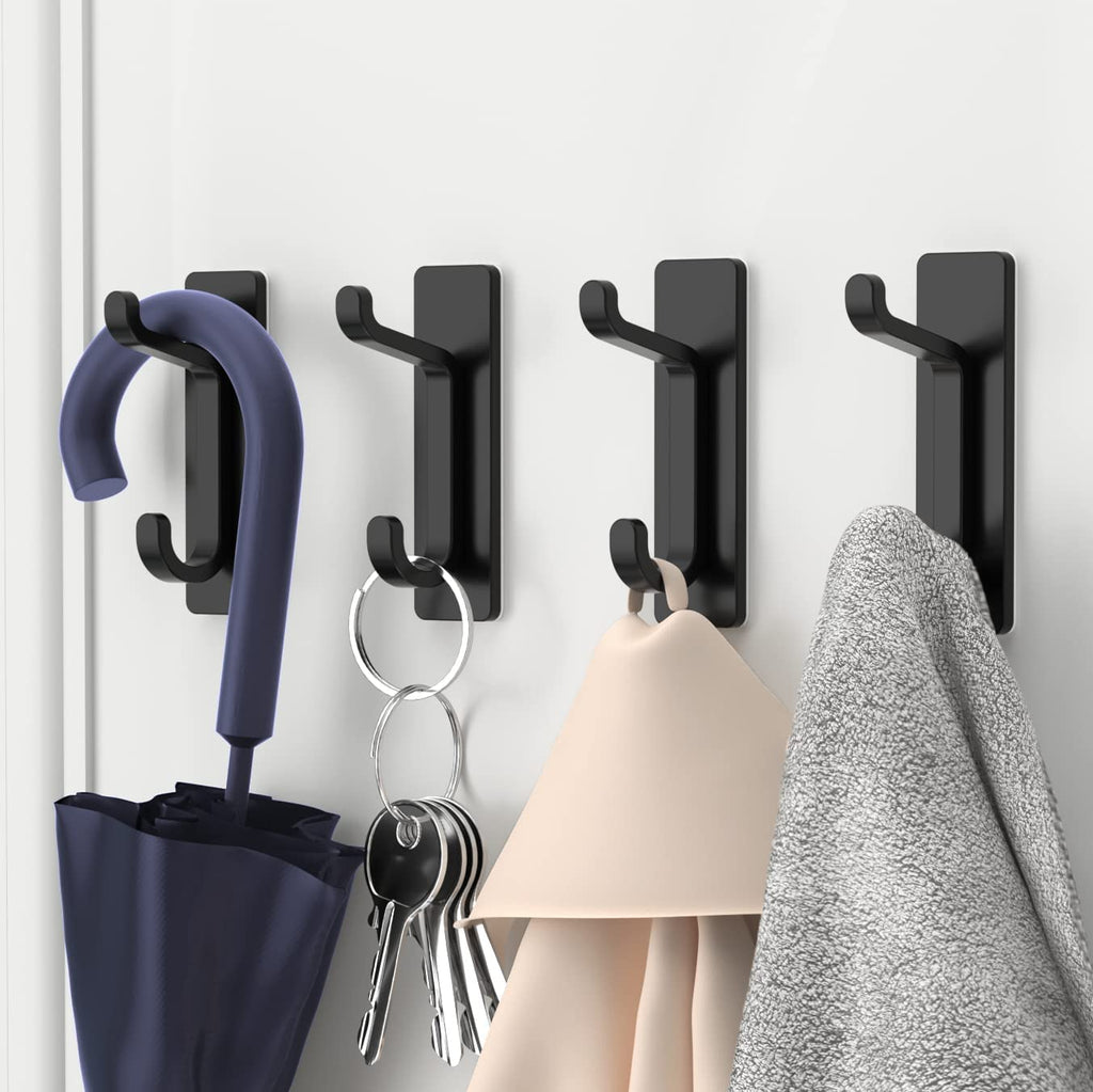 12Pcs Adhesive Hooks, Wall Hooks, Plastic Robe Towel Hooks, Waterproof  Adhesive Wall Hooks for Hanging Bathroom Towels, Robe, Coats, Bags, Hats,  Ball