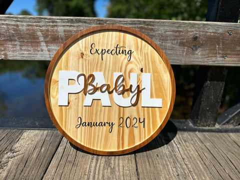 customized pregnancy announcement with last name and expected birth month