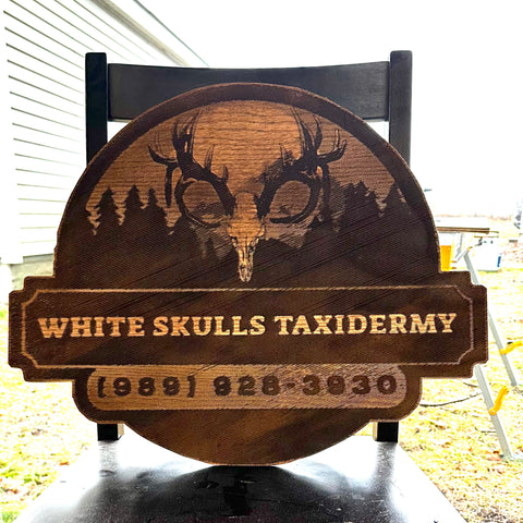 Custom wood sign for new taxidermy business